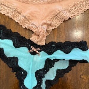 Victoria's Secret Lace Trim Panties - beige and Aqua